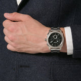 Fossil Machine Chronograph Black Dial Silver Steel Strap Watch for Men - FS4776