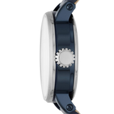 Fossil Boyfriend Skeleton Blue Dial Blue Leather Strap Watch for Women - ME3136