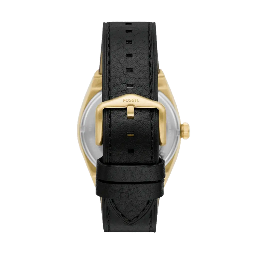 Fossil Everett Automatic Skeleton Black Dial Black Leather Strap Watch for Men - ME3208