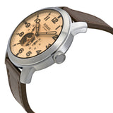 Fossil Pilot 54 Automatic Cream Dial Brown Leather Strap Watch for Men - ME3119