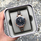 Fossil Georgia Smoke Grey Dial Grey Leather Strap Watch for Women - ES3077