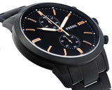 Fossil Townsman Chronograph Black Dial Black Steel Strap Watch for Men - FS5379