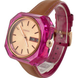 Fossil Candy White Dial Brown Leather Strap Watch for Women - ES3539