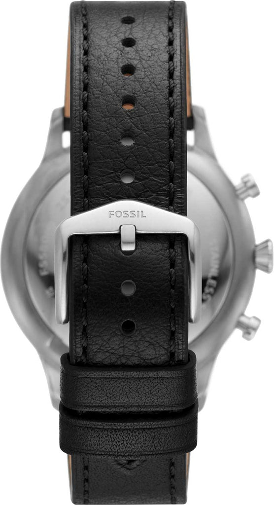 Fossil Retro Pilot Chronograph Black Dial Black Leather Strap Watch for Men - FS5806