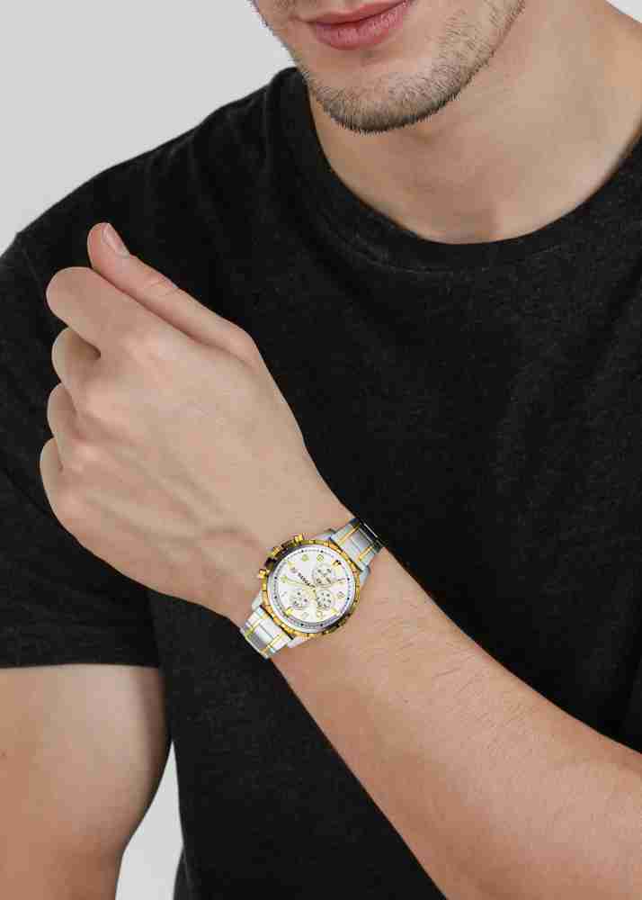 Fossil Dean Chronograph White Dial Silver Steel Strap Watch for Men - FS4795