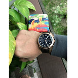 Fossil Pilot 54 Chronograph Blue Dial Brown Leather Strap Watch for Men - FS5204
