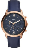 Fossil FS5454 Neutra Chronograph Men's Watch – Blue Dial & Blue Leather Strap