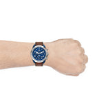 Fossil FS5829 Bronson Chronograph Men’s Watch – Luggage Blue Dial with Brown Leather Strap