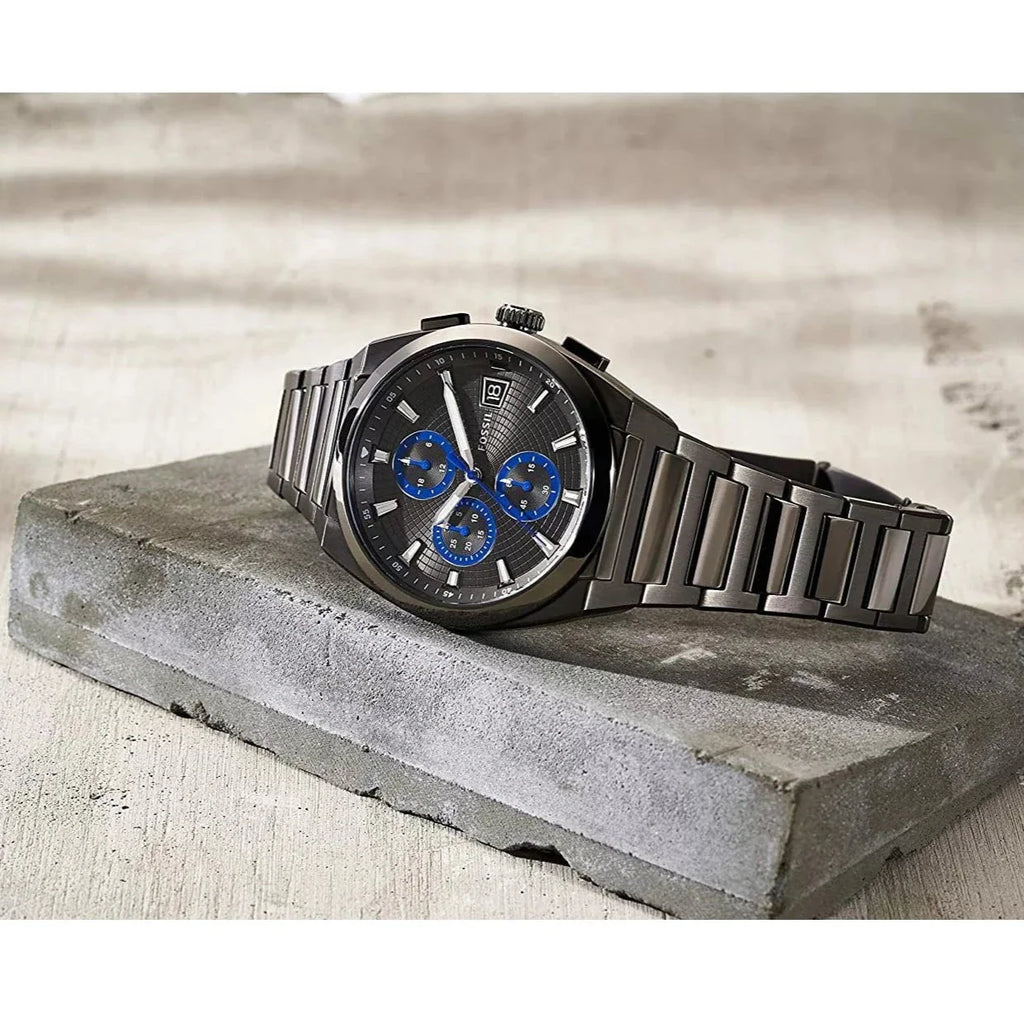 Fossil FS5830 Everett Men's Chronograph Watch – Grey Dial & Grey Steel Strap