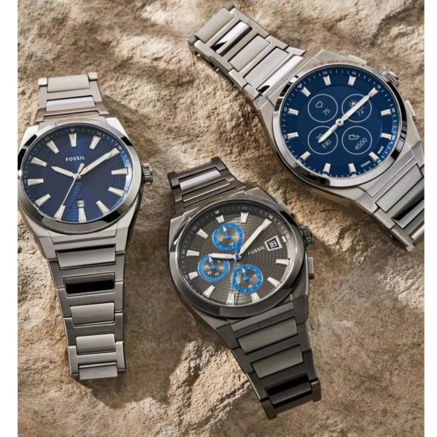 Fossil FS5830 Everett Men's Chronograph Watch – Grey Dial & Grey Steel Strap