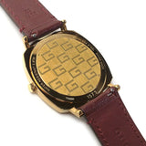 Gucci Grip Yellow Gold Dial Maroon Leather Strap Unisex Watch - YA157411