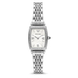 Emporio Armani Gianni T-Bar Quartz White Dial Silver Steel Strap Watch For Women - AR11405
