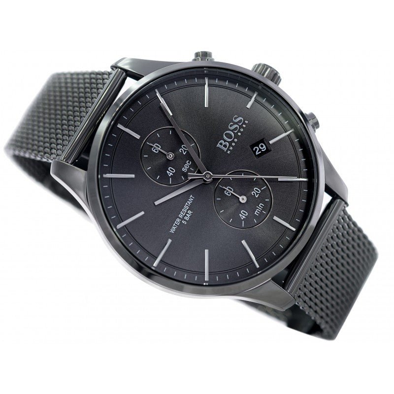 Hugo Boss Associate Grey Dial Grey Mesh Bracelet Watch for Men - 1513870