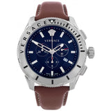 Versace Casual Chronograph Blue Dial Brown Leather Strap Watch for Men - VERG002-18