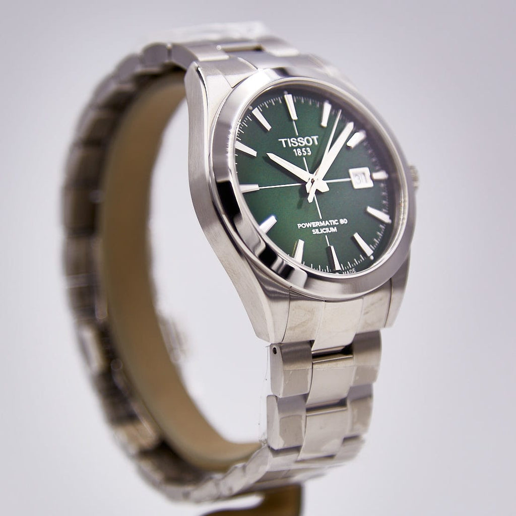 Tissot Gentleman Powermatic 80 Silicium Green Dial Silver Steel Strap Watch For Men - T127.407.11.091.01