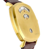 Gucci Grip Yellow Gold Dial Maroon Leather Strap Unisex Watch - YA157411