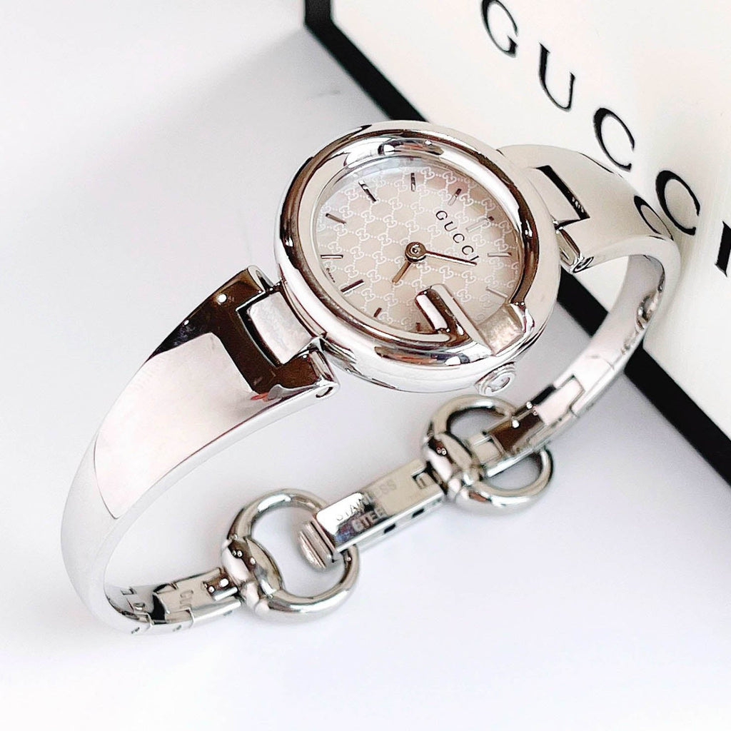Gucci Guccissima Quartz Silver Dial Silver Steel Strap Watch For Women - YA134511
