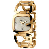Gucci G Gucci Diamonds Mother of Pearl Dial Yellow Gold Steel Strap Watch For Women - YA125513