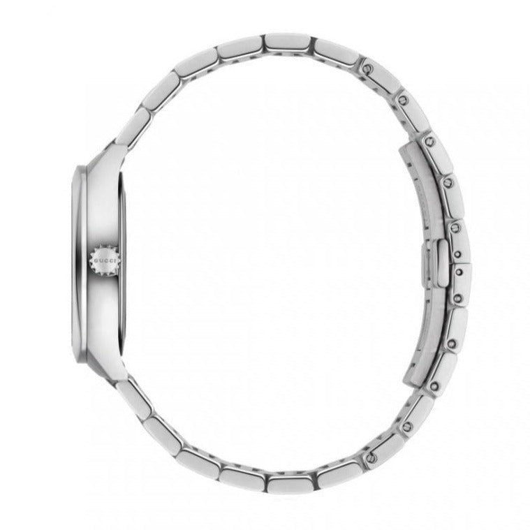 Gucci G Frame Quartz Diamonds Silver Dial Silver Steel Strap Watch For Women - YA142504