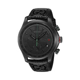 Gucci G Timeless Chronograph Black Dial Black Leather Strap Watch For Men - YA126244