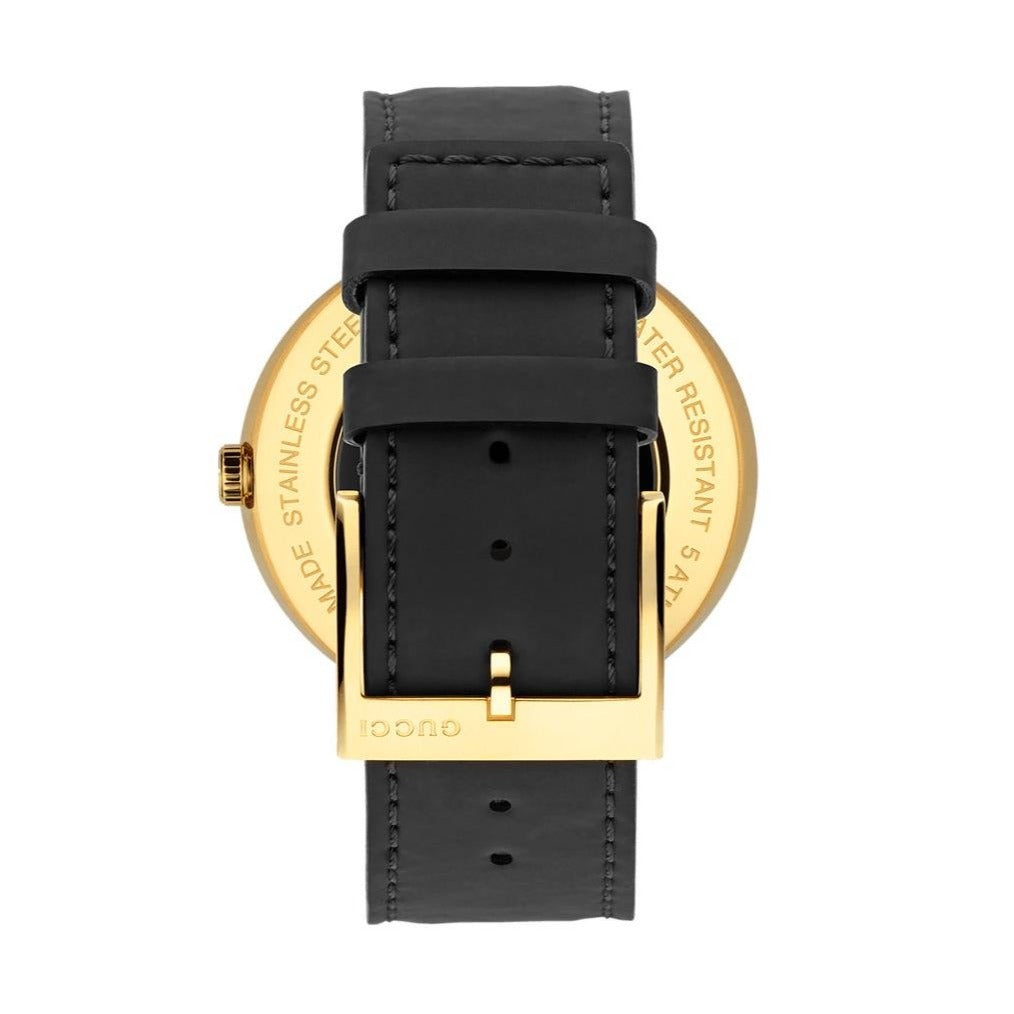 Gucci Interlocking Special Edition Grammy Black Dial Black Leather Strap Watch For Men - YA133208