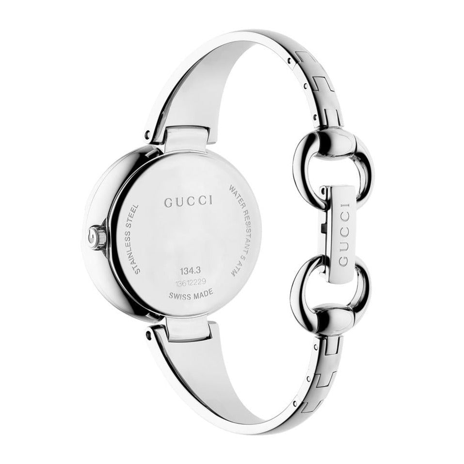 Gucci Guccissima Diamonds Mother of Pearl Dial Silver Steel Strap Watch For Women - YA134303