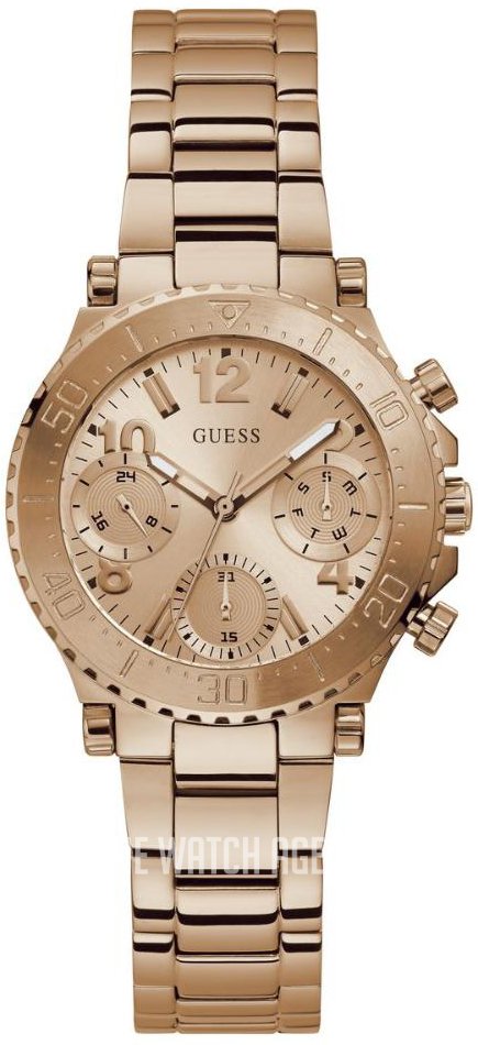 Guess Cosmic Chronograph Rose Gold Dial Rose Gold Steel Strap Watch for Women - GW0465L2
