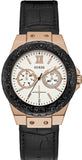 Guess W0775L9 Limelight Quartz Women's Watch – White Dial & Black Leather Strap