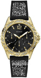 Guess W1096L3 Swirl Quartz Women's Watch – Black Dial & Black Silicone Strap