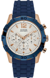 Guess W0864G5 Caliber Chronograph Quartz Men's Watch – White Dial & Blue Silicone Strap