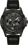 Guess W1132G3 Frontier Men’s Watch – Black Dial & Black Silicone Strap with Crystals