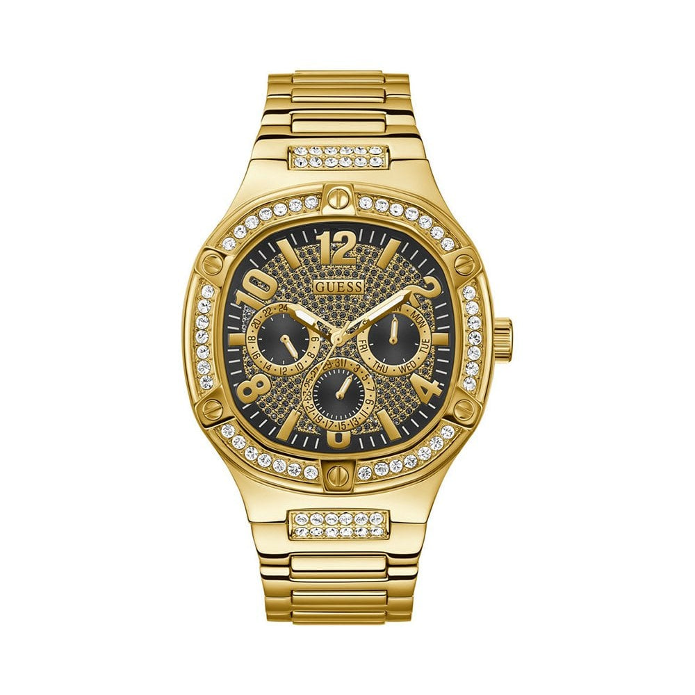 Guess Duke Glitz Crystals Gold Dial Gold Steel Strap Watch For Men - GW0576G2