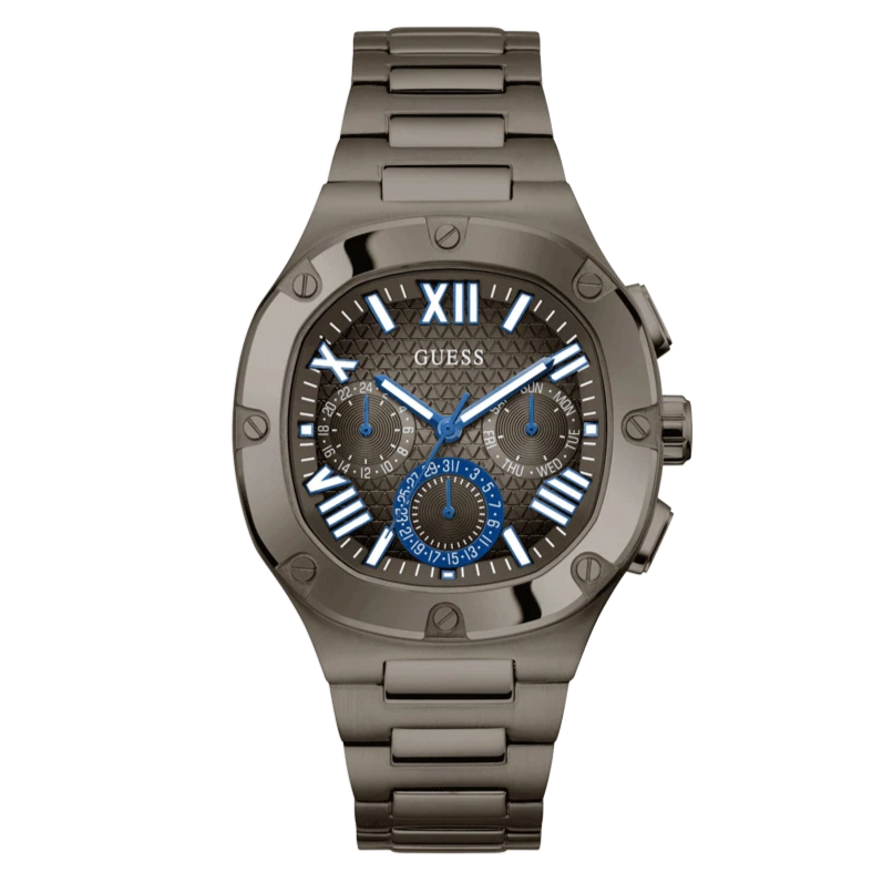 Guess Headliner Quartz Black Dial Grey Steel Strap Watch For Men - GW0572G5