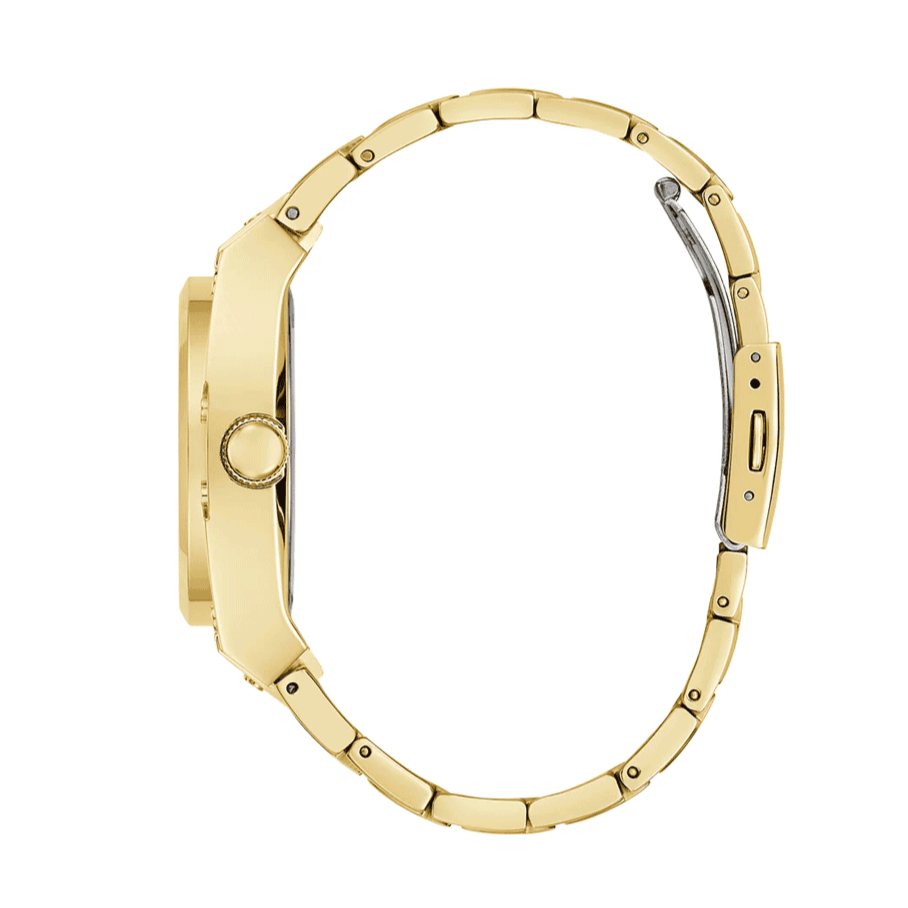 Guess Trend Analog Green Dial Gold Steel Strap Watch For Men - GW0624G2