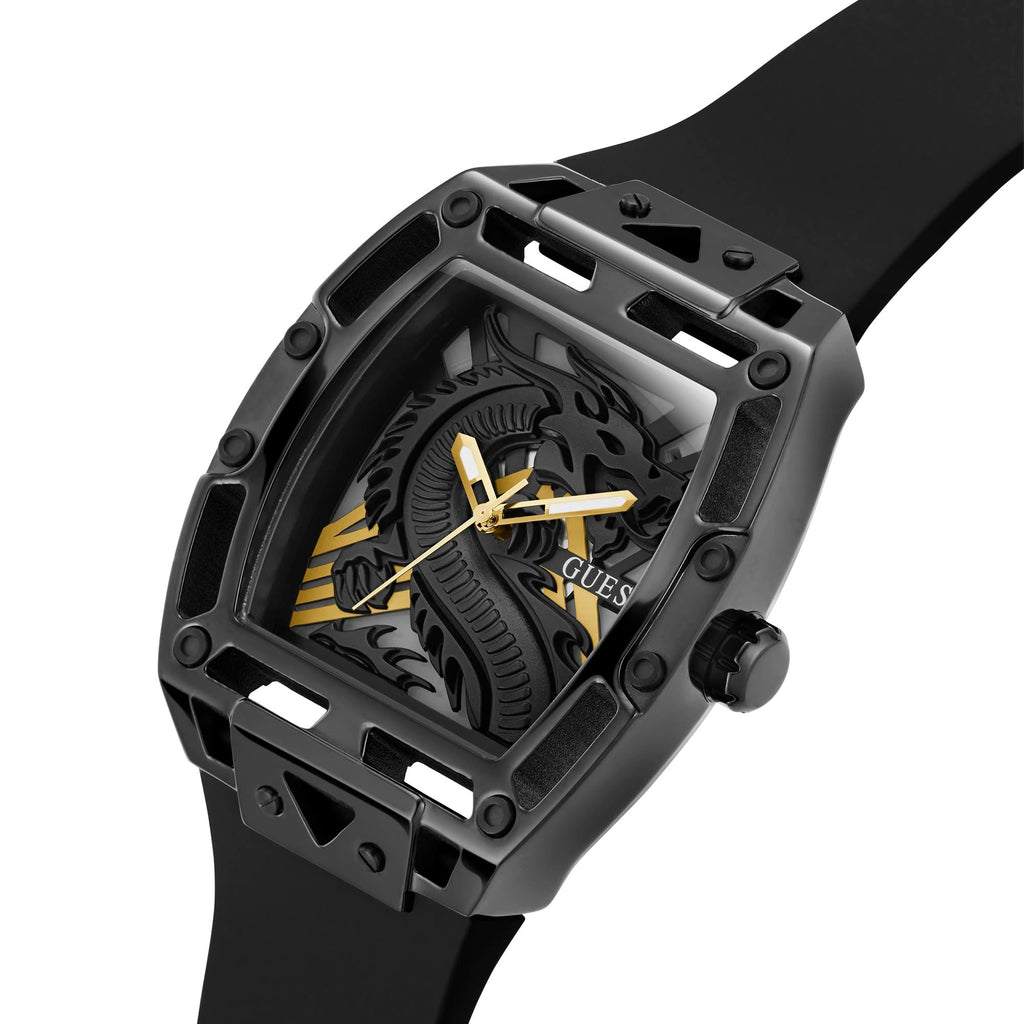 Guess GW0648G1 Legend Analog Men’s Watch – Black Dial & Black Rubber Strap