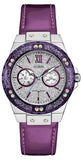 Guess W0775L6 Limelight Quartz Women's Watch – Silver Dial & Purple Leather Strap