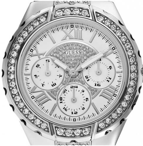 Guess Viva Quartz Silver Dial Silver Steel Strap Watch For Women - W0111l1
