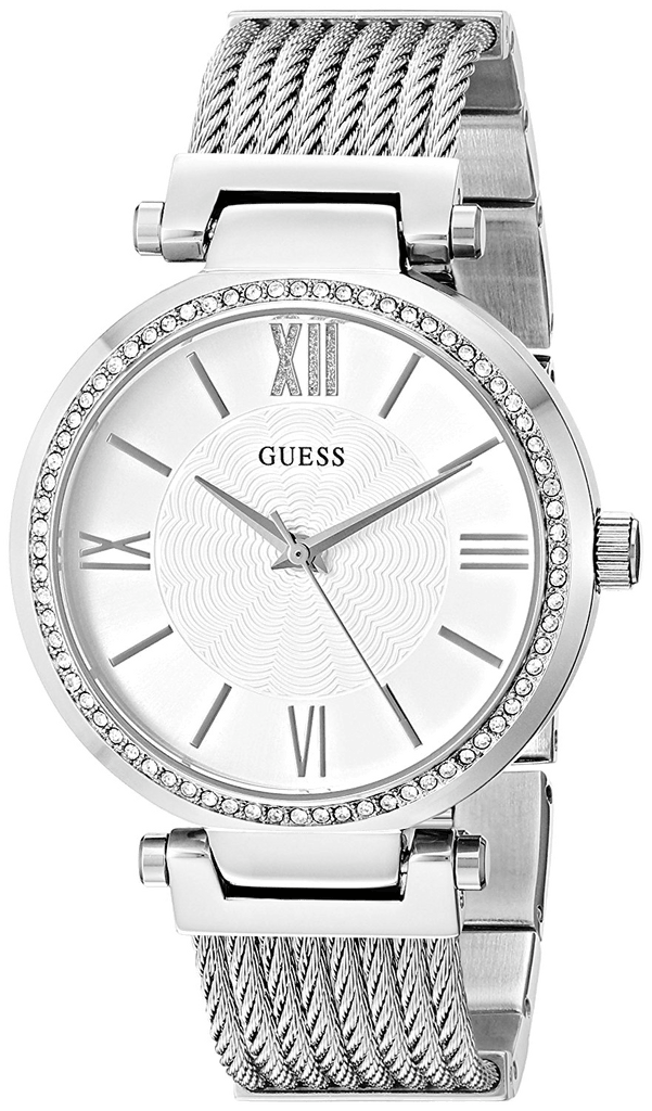 Guess Soho Silver DIal Stainless Steel Mesh Bracelet Watch For Women - W0638L1