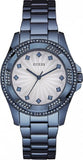 Guess W0702L1 Pinwheel Analog Women's Watch – Silver Dial & Blue Steel Strap