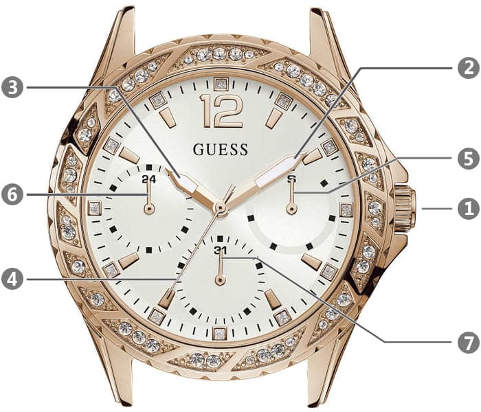 Guess Swirl Quartz Silver Dial White Rubber Strap Watch For Women - W1096l2