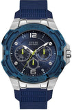 Guess W1254G1 Genesis Men's Watch – Blue Dial & Blue Rubber Strap with Multifunction Analog Movement