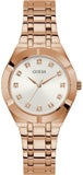 Guess GW0114L3 Crystalline Diamonds Quartz Women's Watch – Silver Dial & Rose Gold Steel Strap