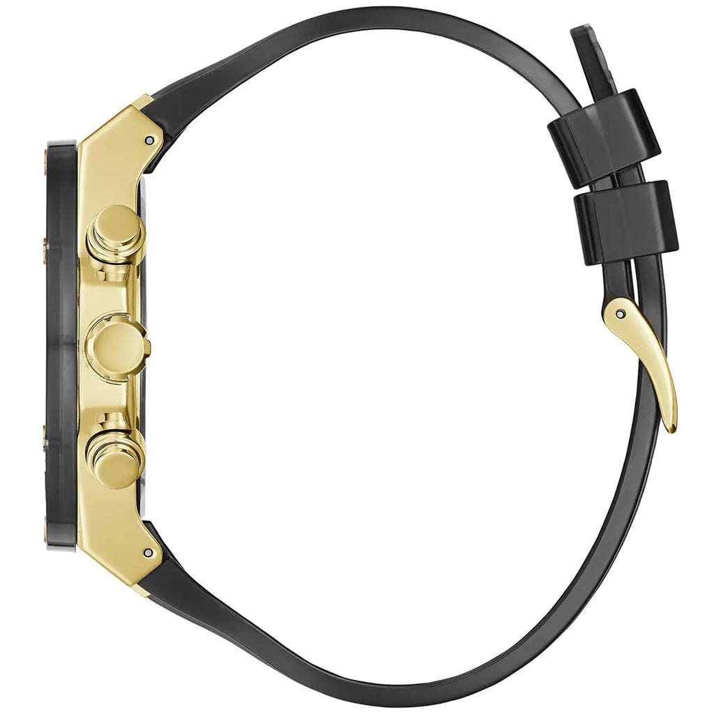 Guess Poseidon Chronograph Black Dial Black Silicone Strap Watch For Men - GW0425G1