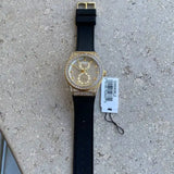 Guess GW0439L2 Princess Crystals Women’s Watch – Gold Dial & Black Silicone Strap