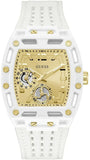 Guess GW0499G5 Phoenix Men's Watch – Gold Dial & White Silicone Strap with Analog Movement