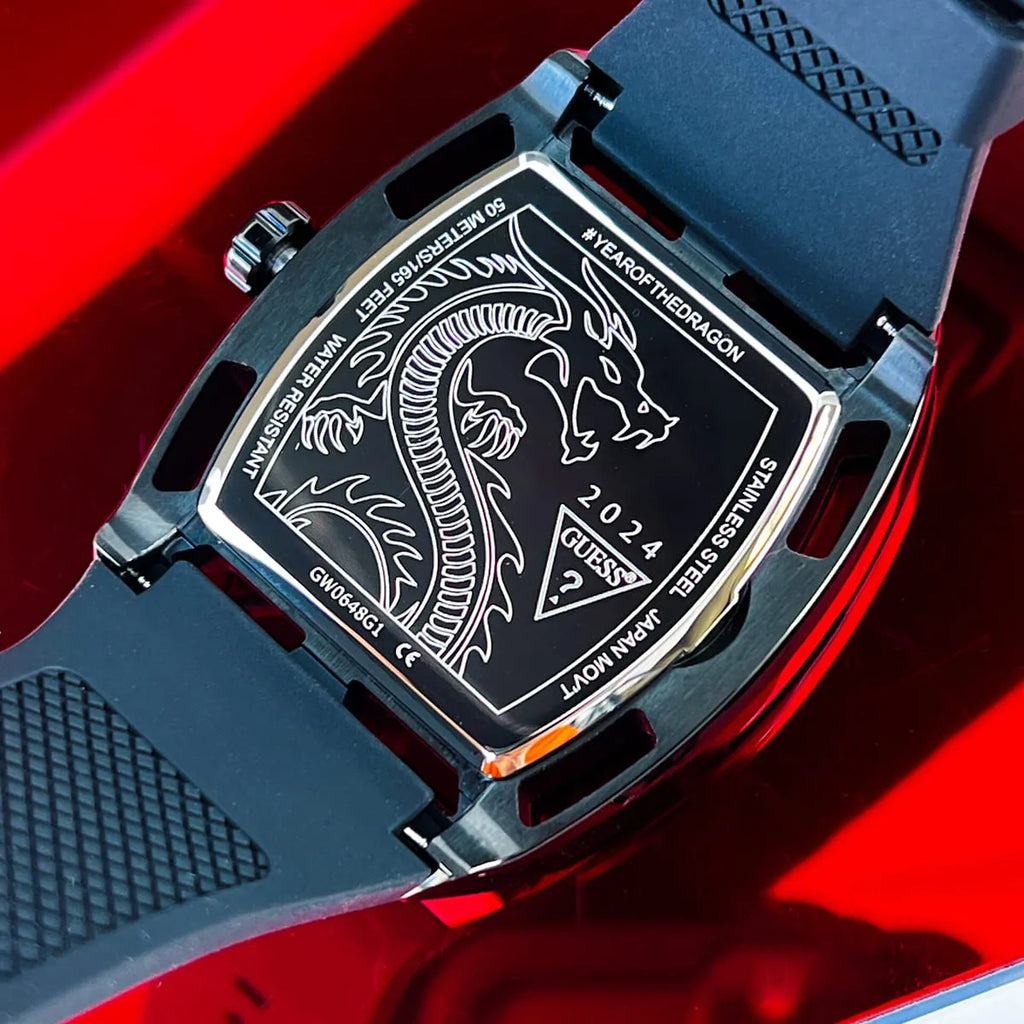 Guess GW0648G1 Legend Analog Men’s Watch – Black Dial & Black Rubber Strap