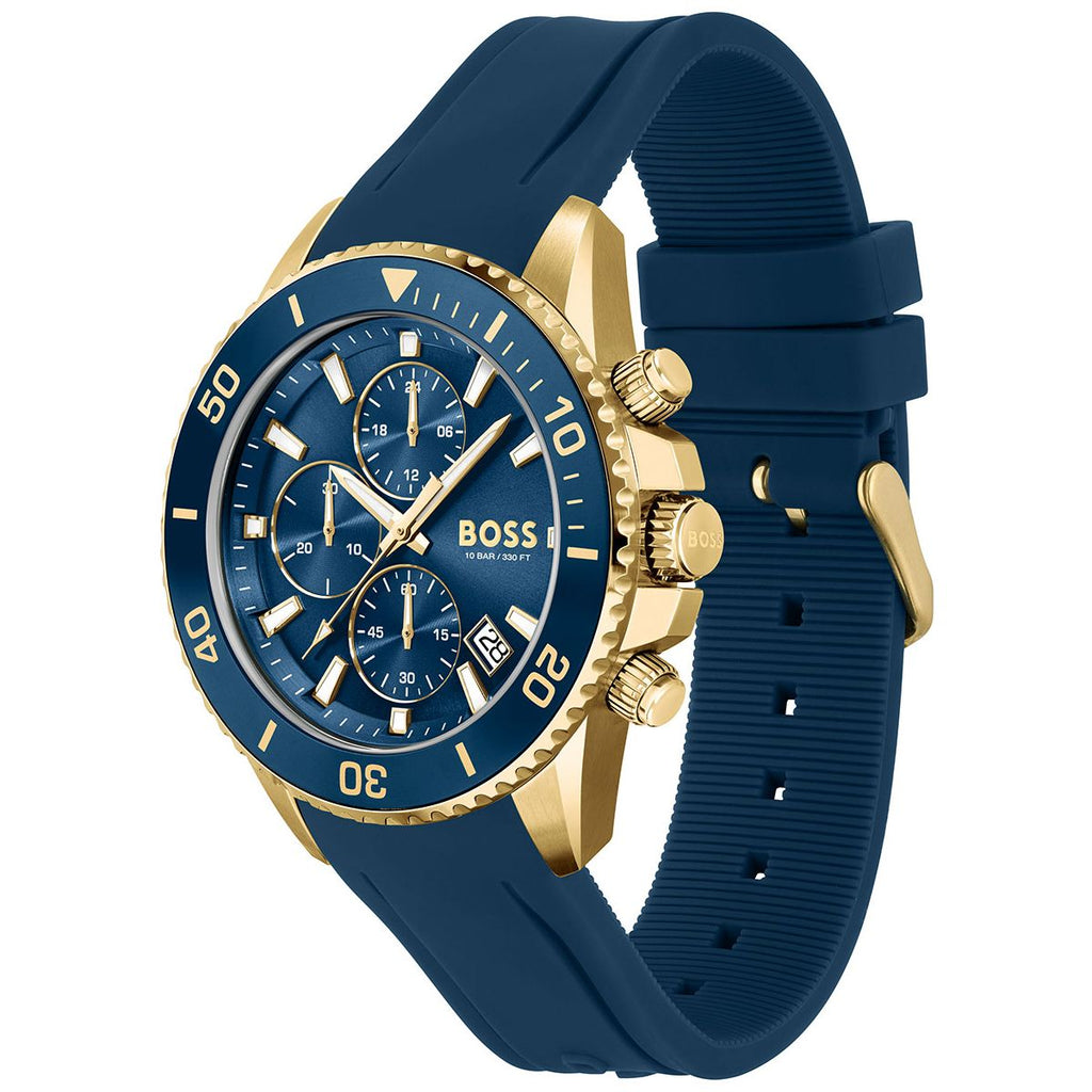 Hugo Boss Admiral Blue Dial Blue Rubber SIlicon Strap Watch for Men - 1513965