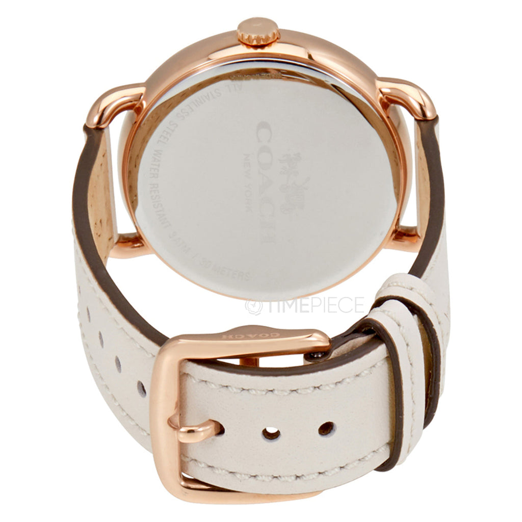 Coach Delancey White Dial White Leather Strap Watch for Women - 14502716