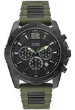 Guess W0167G4 Sport Chronograph Men's Watch – Black Dial & Green Silicone Strap