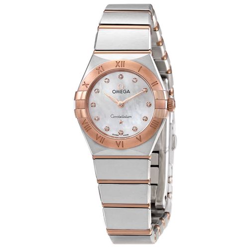 Omega Constellation Manhattan Quartz Diamonds Mother of Pearl Dial Two Tone Steel Strap Watch for Women - 131.20.25.60.55.001